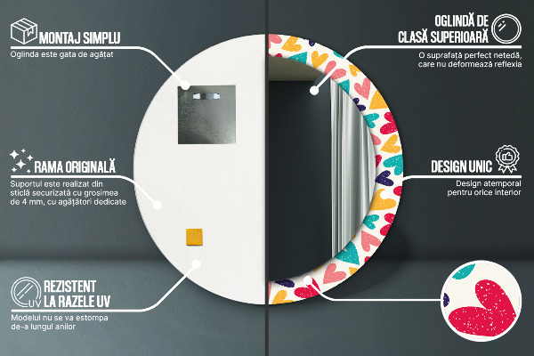 Ornate framed mirror Colorful hearts