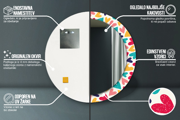 Ornate framed mirror Colorful hearts