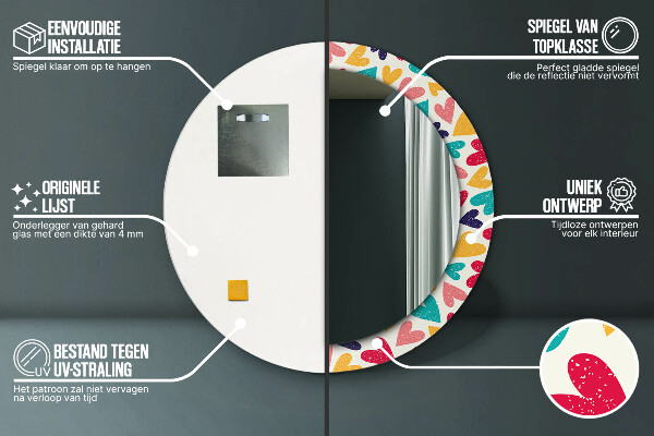 Ornate framed mirror Colorful hearts