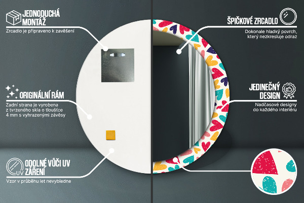 Ornate framed mirror Colorful hearts