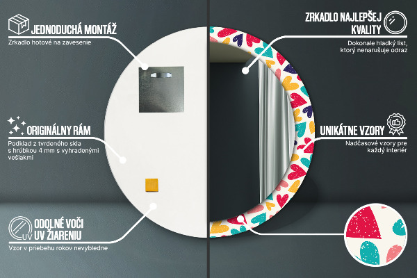 Ornate framed mirror Colorful hearts