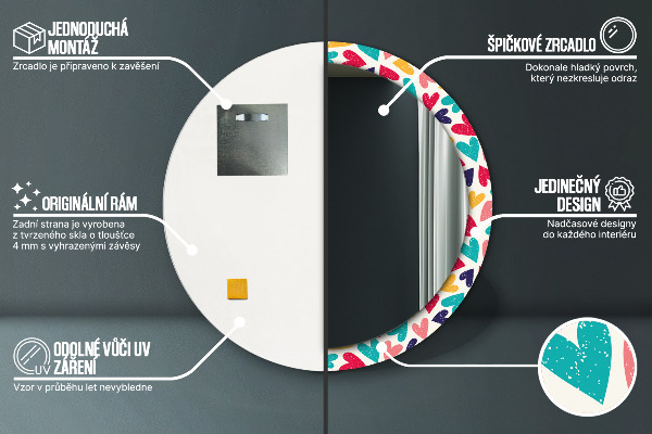 Ornate framed mirror Colorful hearts