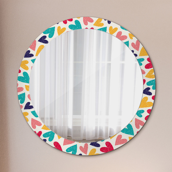 Ornate framed mirror Colorful hearts