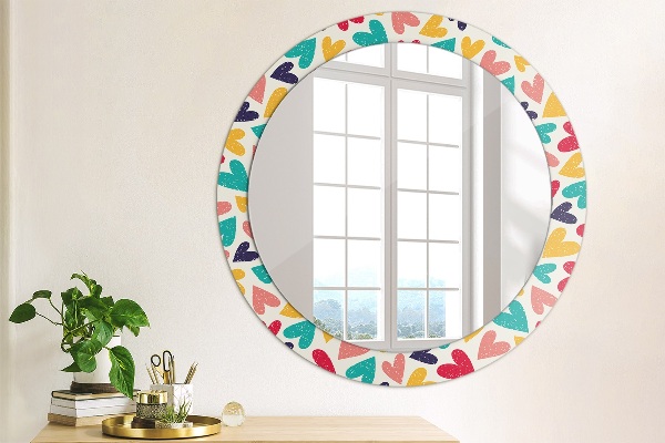 Ornate framed mirror Colorful hearts
