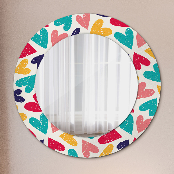 Ornate framed mirror Colorful hearts