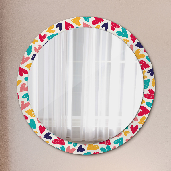Ornate framed mirror Colorful hearts