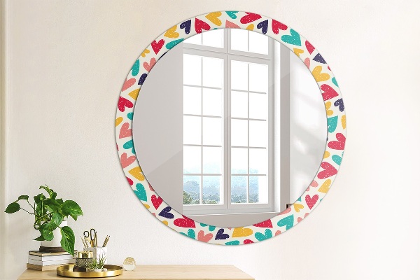 Ornate framed mirror Colorful hearts