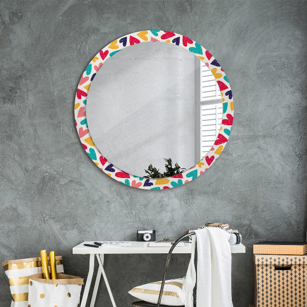 Ornate framed mirror Colorful hearts