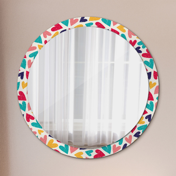 Ornate framed mirror Colorful hearts