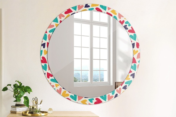 Ornate framed mirror Colorful hearts