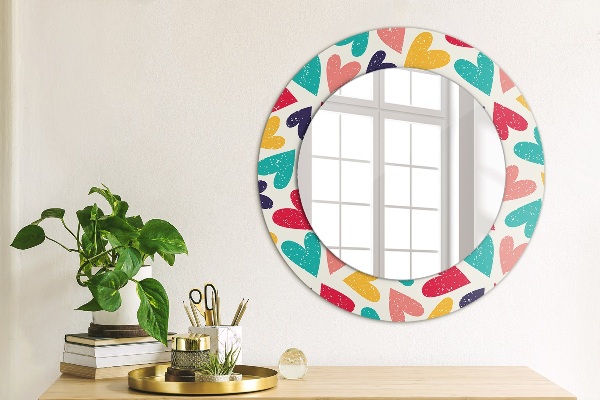 Ornate framed mirror Colorful hearts