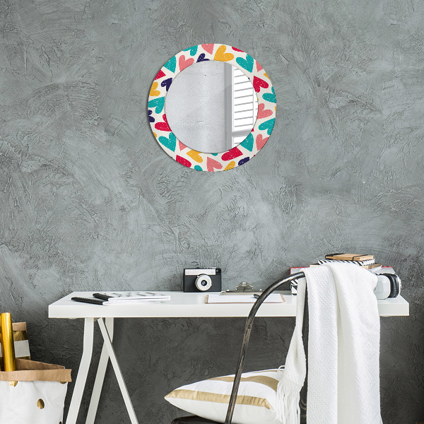 Ornate framed mirror Colorful hearts