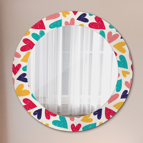 Ornate framed mirror Colorful hearts