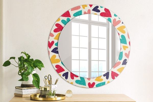 Ornate framed mirror Colorful hearts