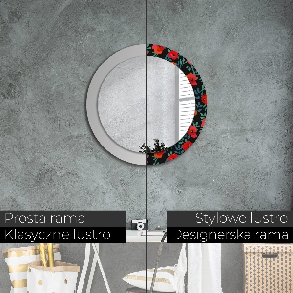 Round decorative mirror Red poppy seed