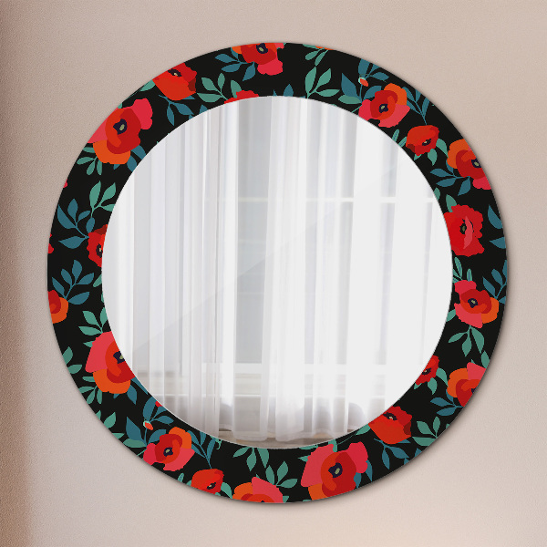 Round decorative mirror Red poppy seed