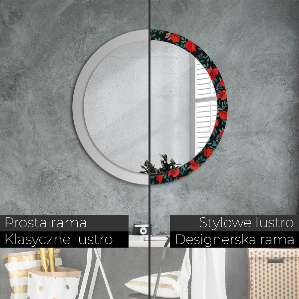 Round decorative mirror Red poppy seed
