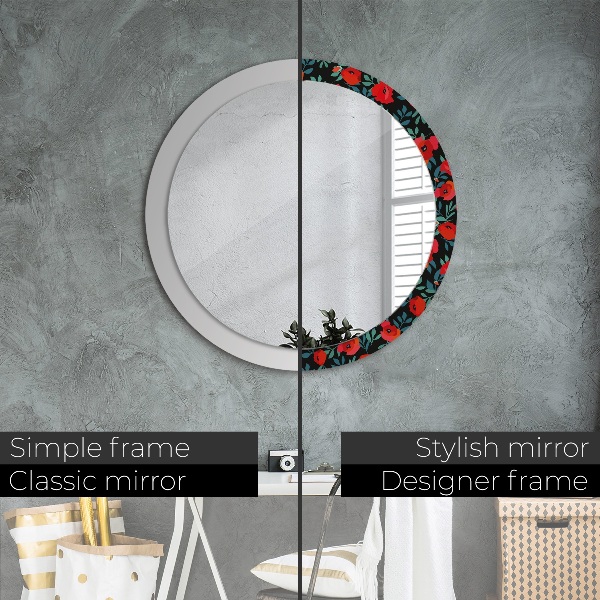Round decorative mirror Red poppy seed