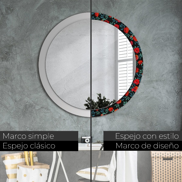 Round decorative mirror Red poppy seed