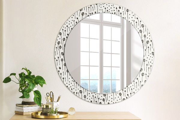 Round decorative mirror Floral drawing
