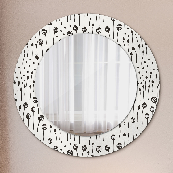 Round decorative mirror Floral drawing