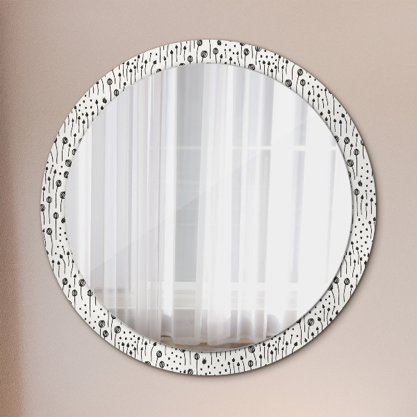 Round decorative mirror Floral drawing
