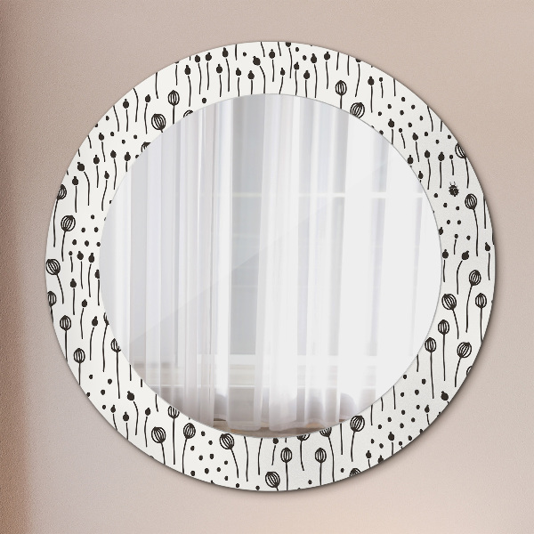 Round decorative mirror Floral drawing