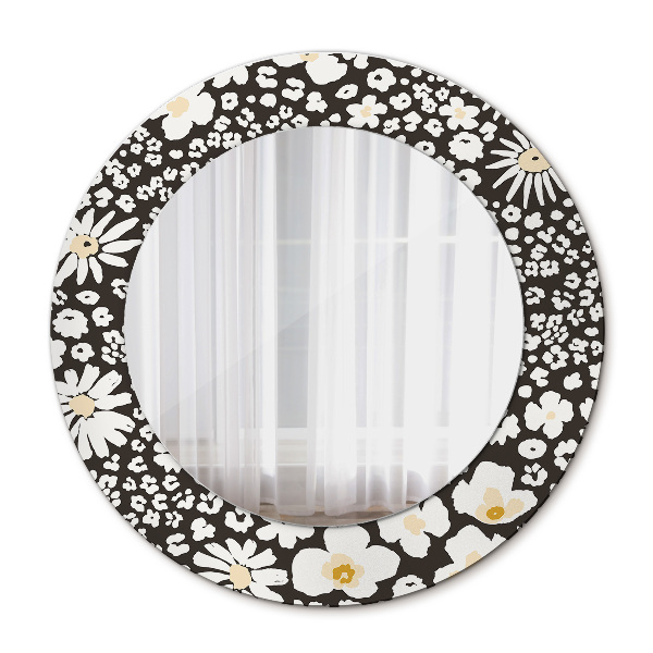 Round decorative mirror Stokrotka ivory