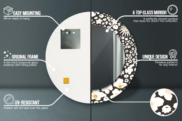 Round decorative mirror Stokrotka ivory