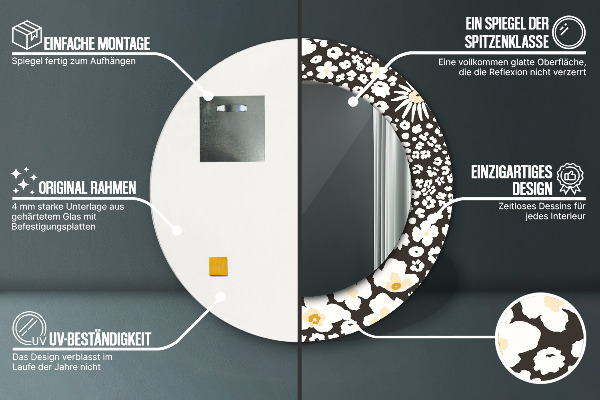 Round decorative mirror Stokrotka ivory
