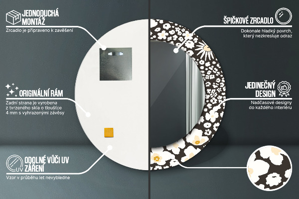Round decorative mirror Stokrotka ivory