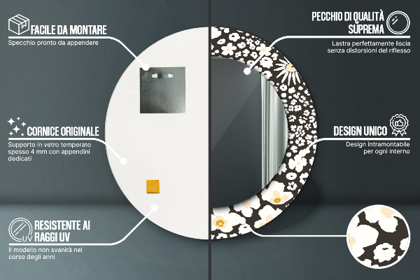 Round decorative mirror Stokrotka ivory