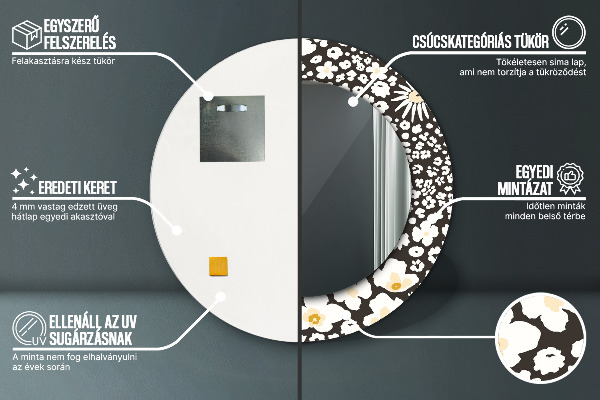 Round decorative mirror Stokrotka ivory