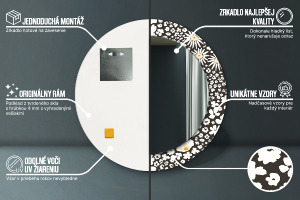 Round decorative mirror Stokrotka ivory