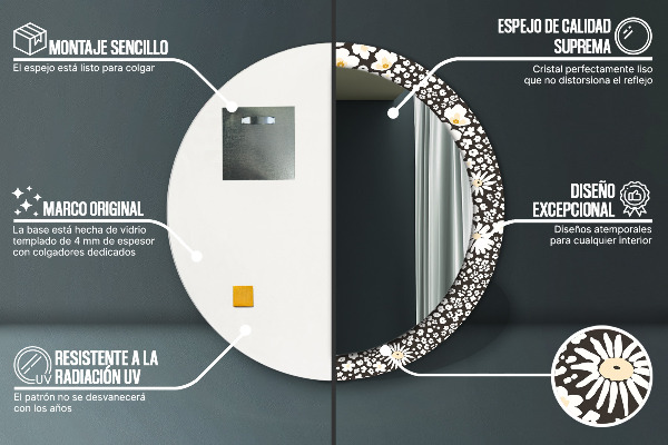 Round decorative mirror Stokrotka ivory