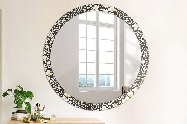 Round decorative mirror Stokrotka ivory