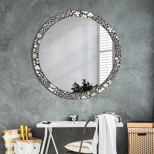 Round decorative mirror Stokrotka ivory