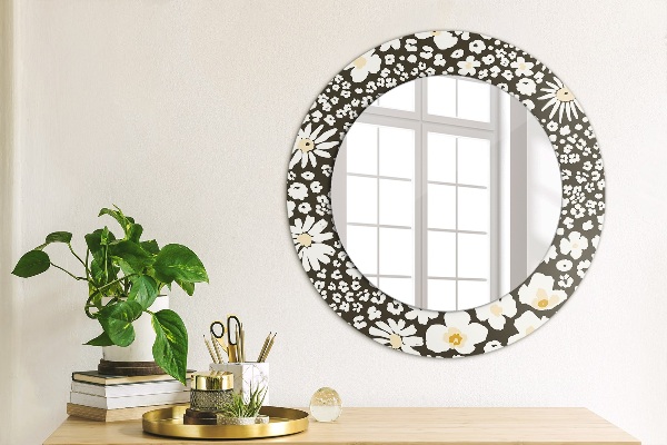 Round decorative mirror Stokrotka ivory