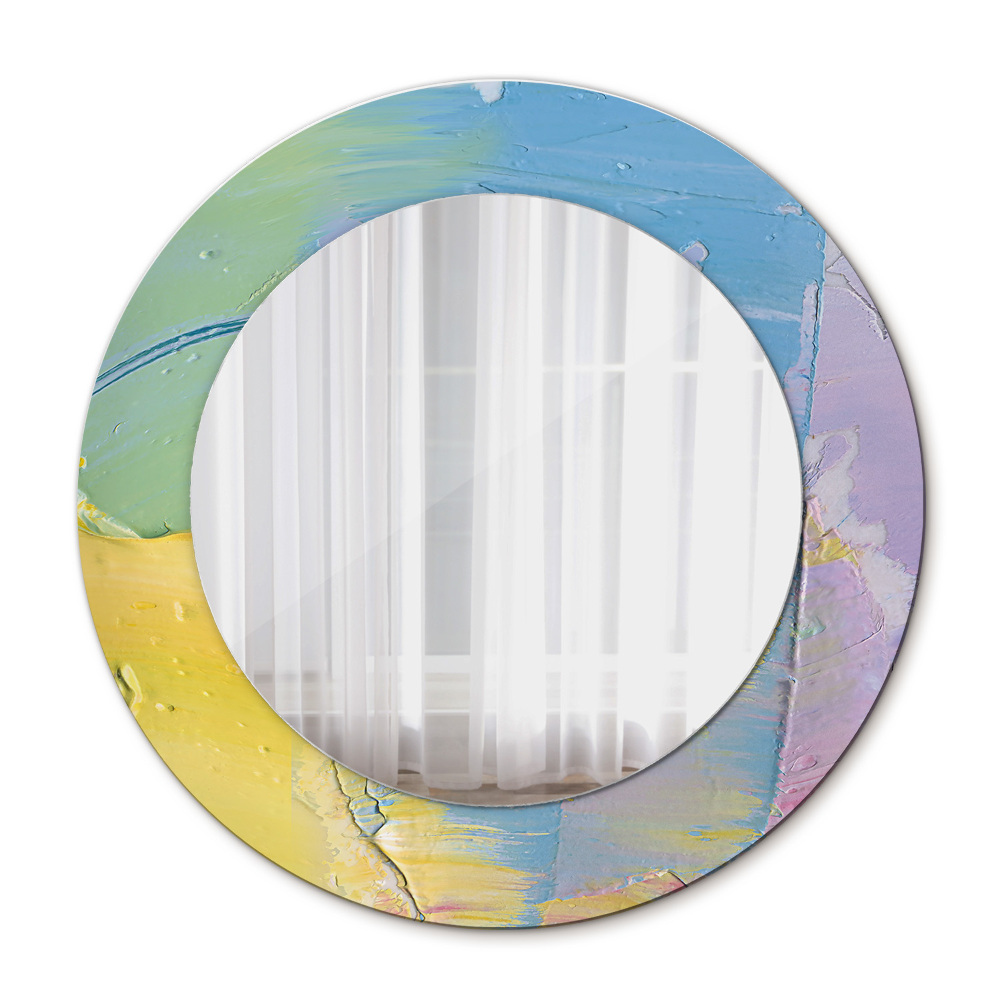 Round mirror frame with print Oil paint texture