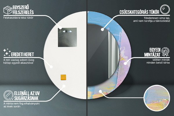 Round mirror frame with print Oil paint texture