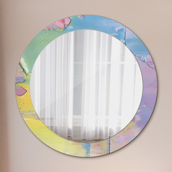 Round mirror frame with print Oil paint texture