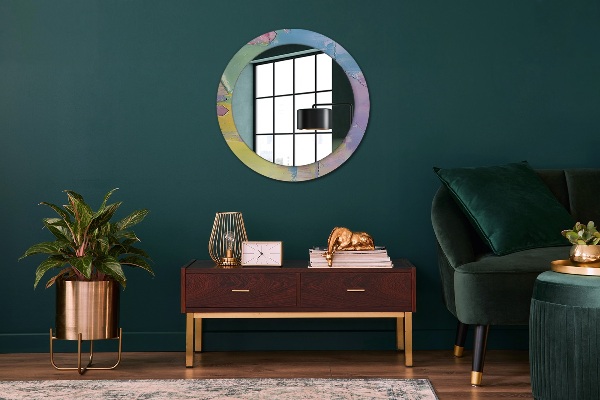 Round mirror frame with print Oil paint texture