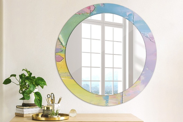 Round mirror frame with print Oil paint texture