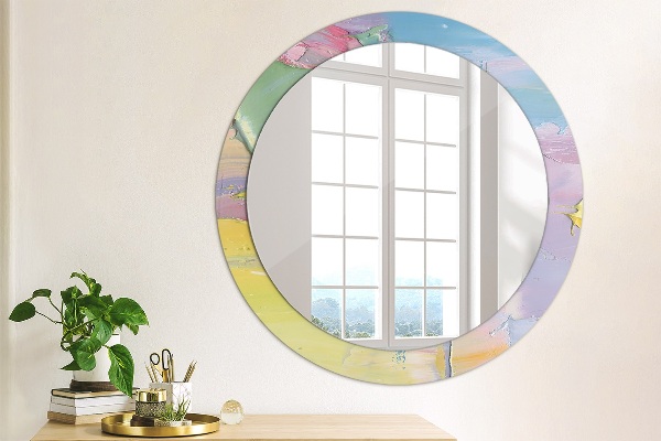 Round mirror frame with print Oil paint texture
