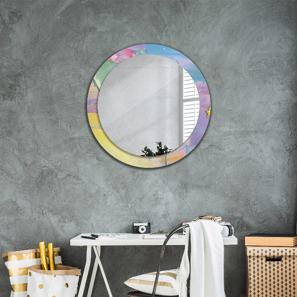 Round mirror frame with print Oil paint texture