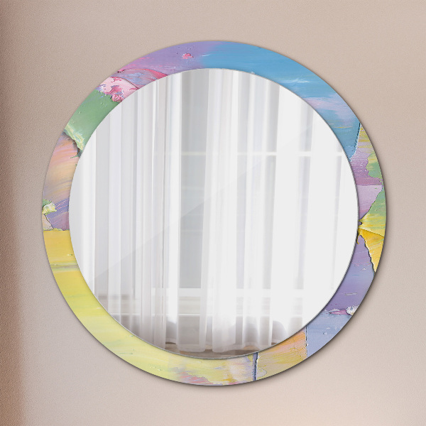 Round mirror frame with print Oil paint texture