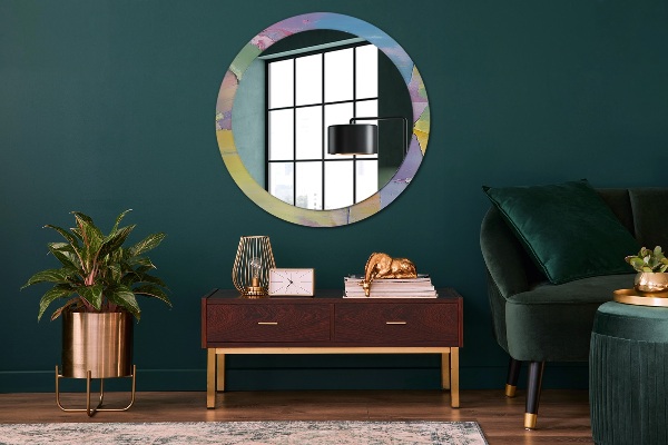 Round mirror frame with print Oil paint texture
