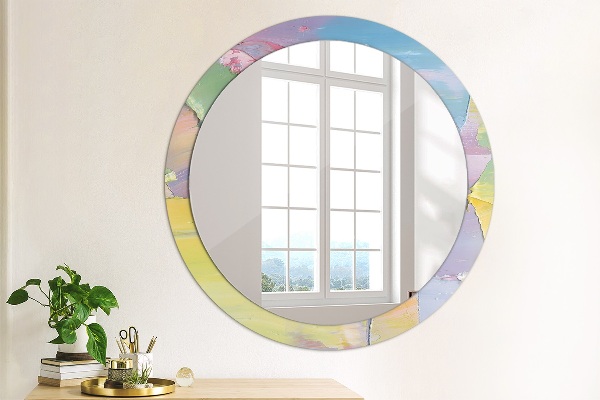 Round mirror frame with print Oil paint texture