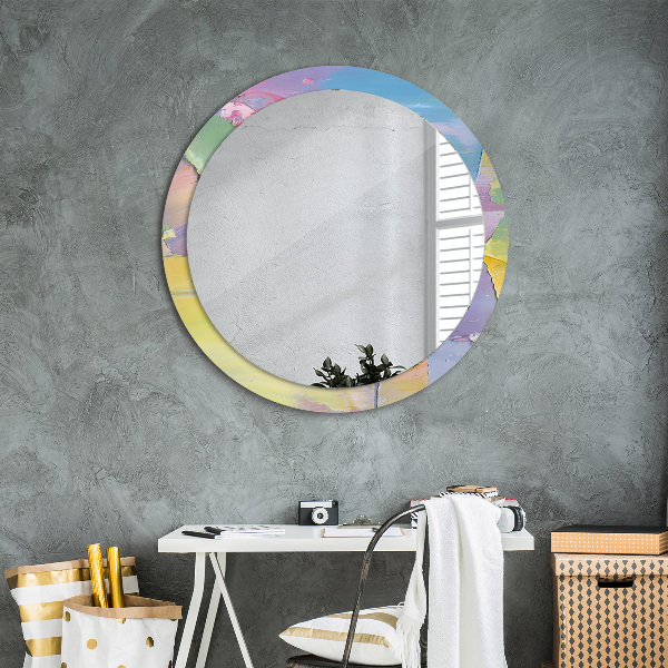 Round mirror frame with print Oil paint texture