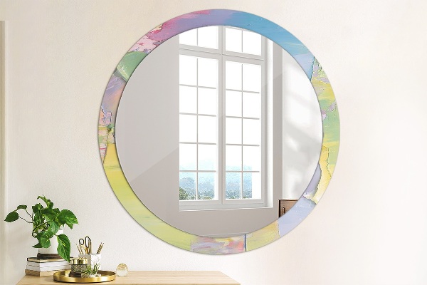 Round mirror frame with print Oil paint texture